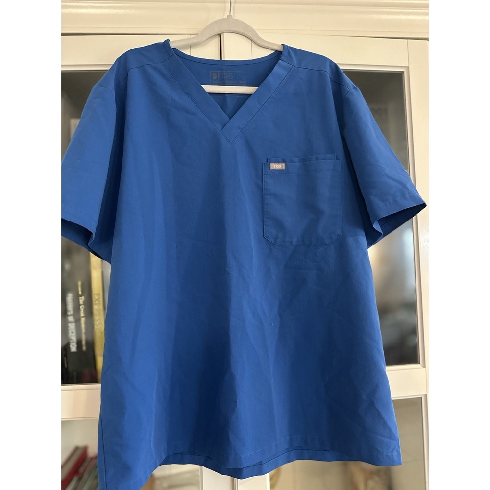 Figs Blue Two Pocket scrub top‎ men's top Size XXL Po# 1657